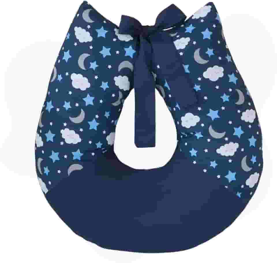 Almofada Amamentação Apoio Para Amamentar Mamãe E Bebê (Estrela Lua Marinho)