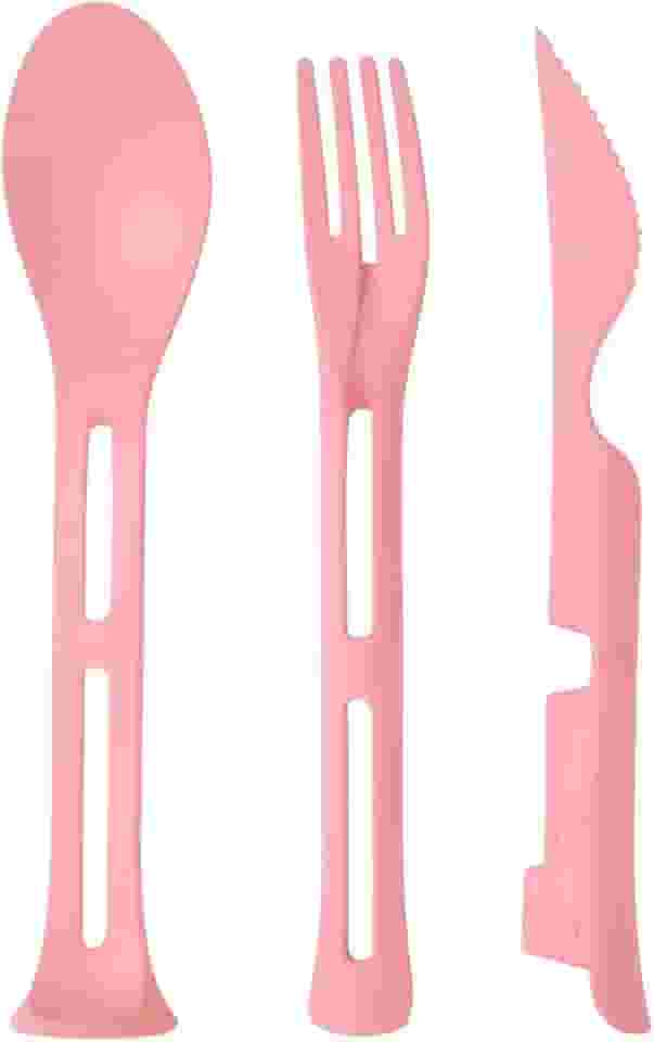 Kit De Talheres Reutilizavel Portátil Em Fibra de Bambu Rosa