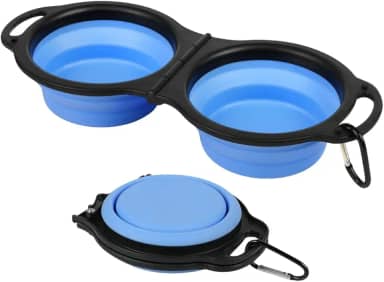 Tigelas Portáteis Dobráveis para Pets 2 em 1 – Comedouro e Bebedouro de Silicone com Mosquetão para Viagens, Passeios e Camping