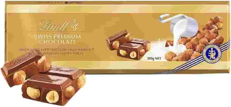 Chocolate Lindt Premium, Ao Leite Com Avelã, Barra de 300g