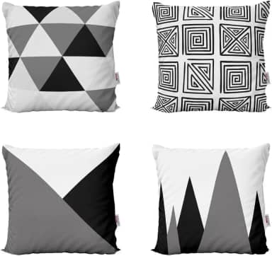 Kit 4 Capas de Almofadas Decorativas Preto e Branco Geométricas Para Quarto 40x40 - Novadecora