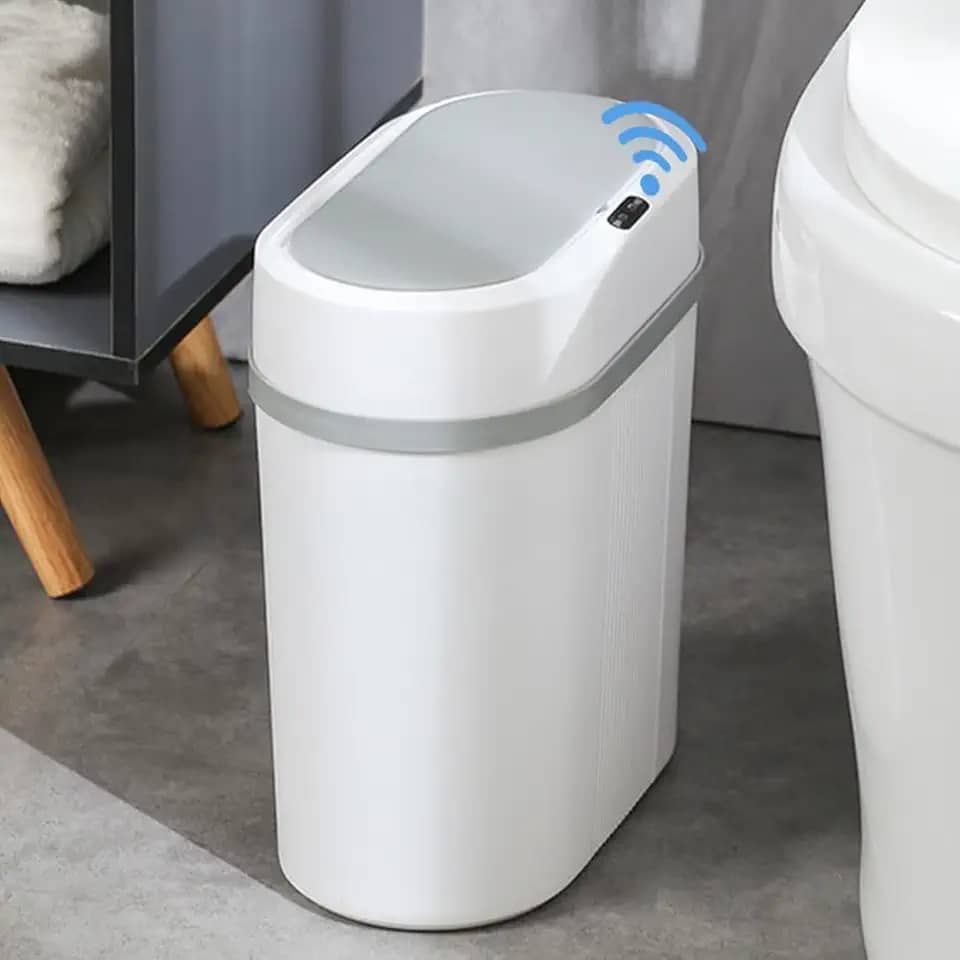 Lixeira Automática 12L com Sensor Inteligente de Aproximação – Abertura e Fechamento Automáticos para Cozinha, Banheiro e Escritório (12L-branco)