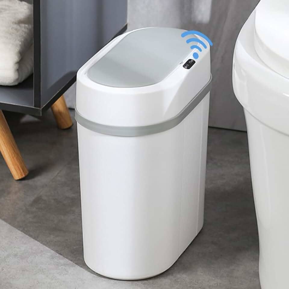 Lixeira Automática 12L com Sensor Inteligente de Aproximação – Abertura e Fechamento Automáticos para Cozinha, Banheiro e Escritório (12L-branco)