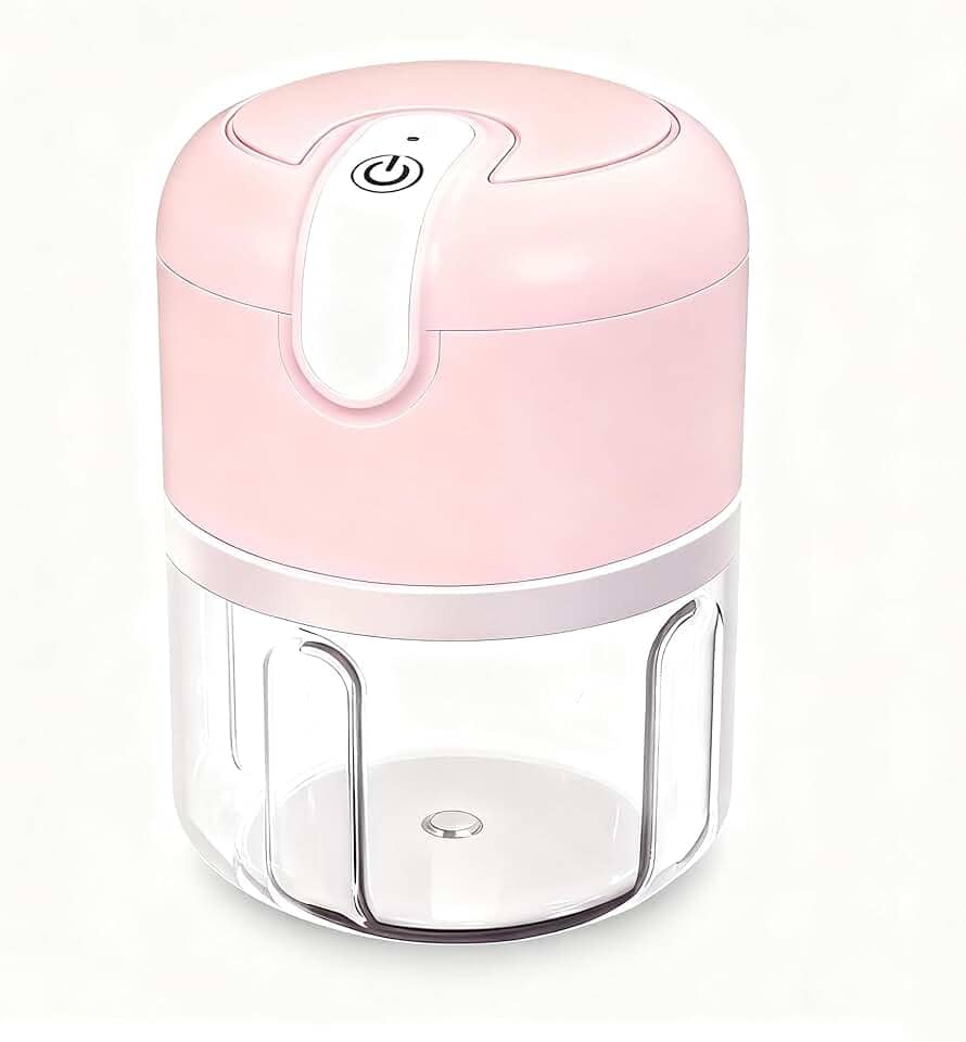 Mini Processador De Alimentos 3 Lâminas Elétrico 250ml Usb (Rosa)