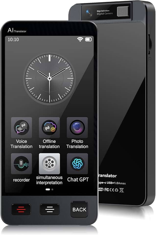 Dispositivo tradutor de idiomas offline, Tradutor instantâneo M80 ChatGPT sem necessidade de WiFi, tradução de voz bidirecional em tempo real, gravação e tradução de IA de foto para viagens de