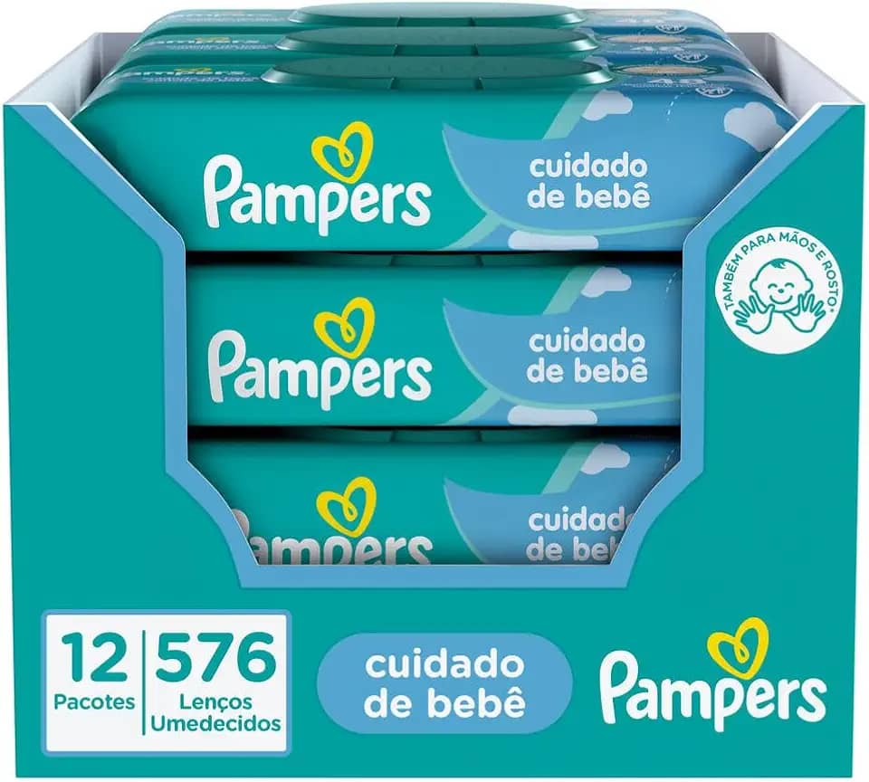 Lenços Umedecidos Pampers Cuidado de bebê, 576 Unidades