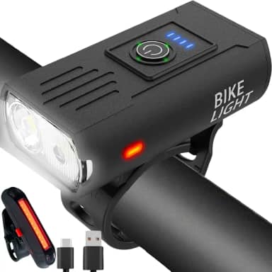 Lanterna para Bicicleta Recarregável 2 LEDs Cree T6 – Kit com Luz Frontal Potente + Sinalizador Traseiro 6 Modos, Resistente à Água e Ideal para Pedalar à Noite