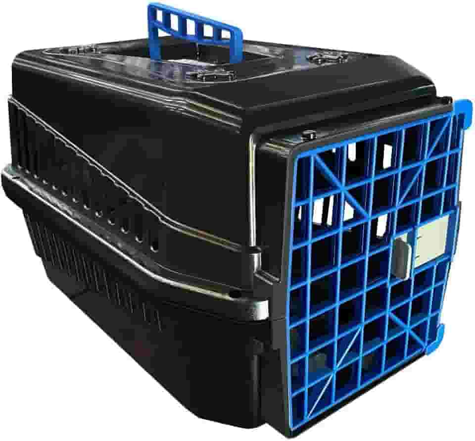 Mecpet Caixa de Transporte Azul para Cachorro e Gato, Tamanho Médio, Suporta até 12kg