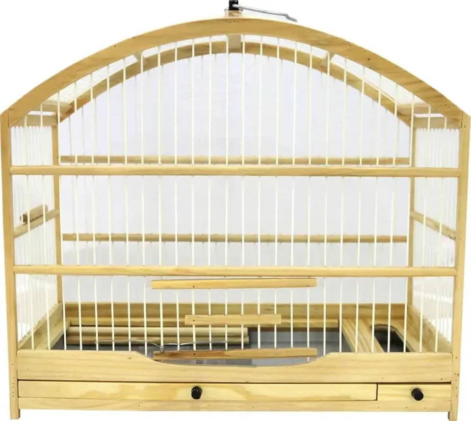 Gaiola Pequena Para Passarinho Em Madeira - Coleira/Coleiro/Coleirinha Natural