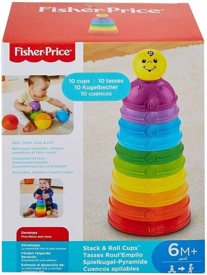 Fisher-Price Brinquedo para Bebês Potinhos Empilhar & Rolar para crianças a partir de 6 meses