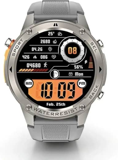 Smartwatch Brave à prova d' Água Do Mar até 50 metros, GPS Duplo, Resistência Militar IP69K, até 10 Dias de Bateria (Prata)