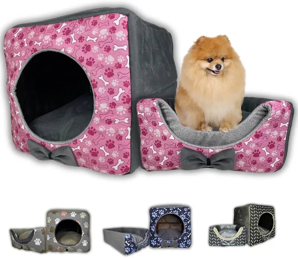 Caminha Casa Pet Iglu Grande: Casinha Cama Luxo Para Cachorro E Gato Com Fundo Impermeável (Rosa)