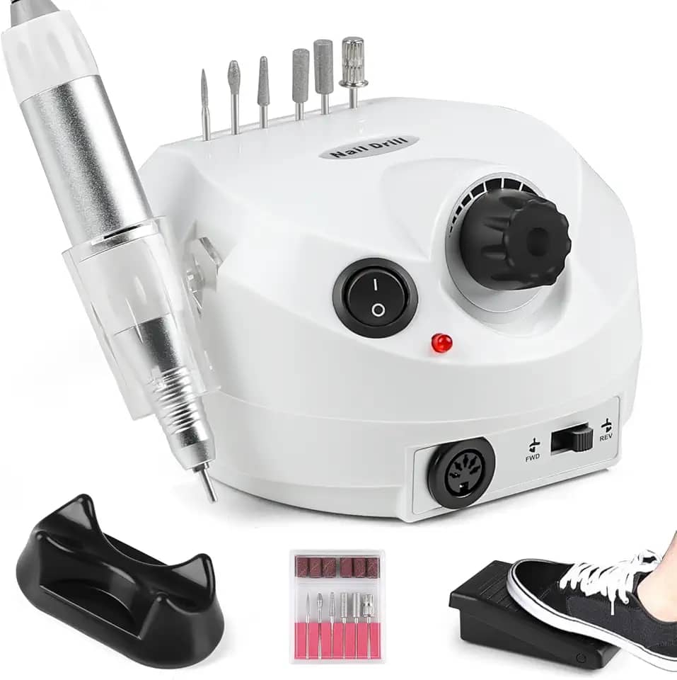 Lixadeira de Unha, Mini Lixa de Unha Eletrica, Lixa Eletrica para Unhas, Lixadeira Motor Elétrica Unha Profissional, com Pedal para Unhas Nail Drill Profissional, Bivolt 110 V - 220 V
