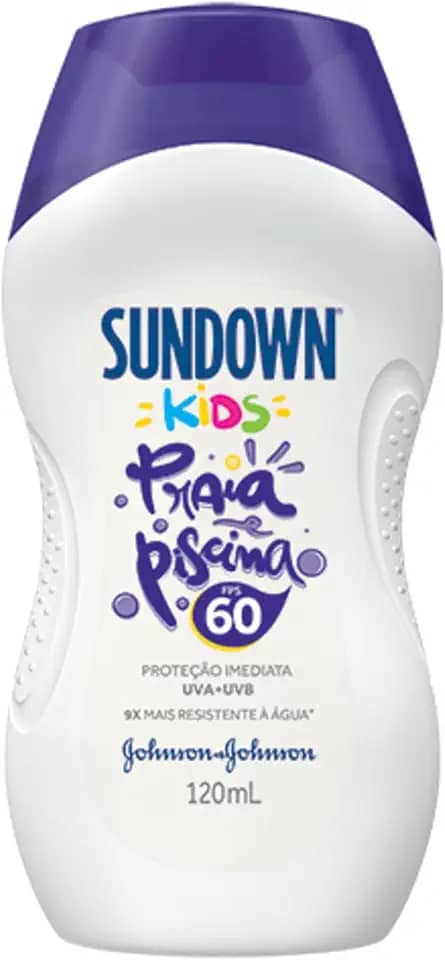 Protetor Solar Infantil Corpo e Rosto SUNDOWN® Praia e Piscina Kids FPS 60, 120mL
