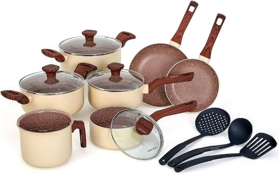 Jogo de Panelas Indução Antiaderente Cerâmico 10 Peças com Utensilios Mimo Style