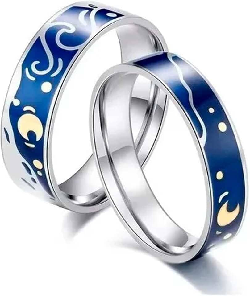 Par De Alianças Anel Van Gogh Pintura Céu Estrelado + Caixa