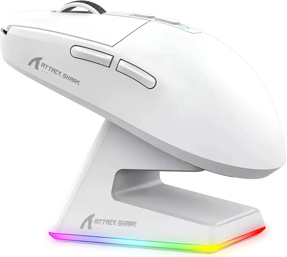 Mouse Gamer ATTACK SHARK X6 com Fio RGB – Ergonômico, 6 Botões Programáveis e Alta Precisão (BRANCO)