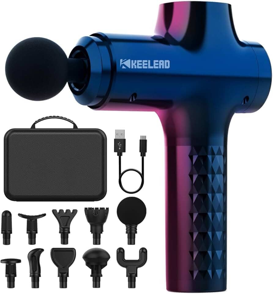 Pistola Massageadora Muscular Profissional Fisioterapia, Massageador Elétrico com 10 cabeças