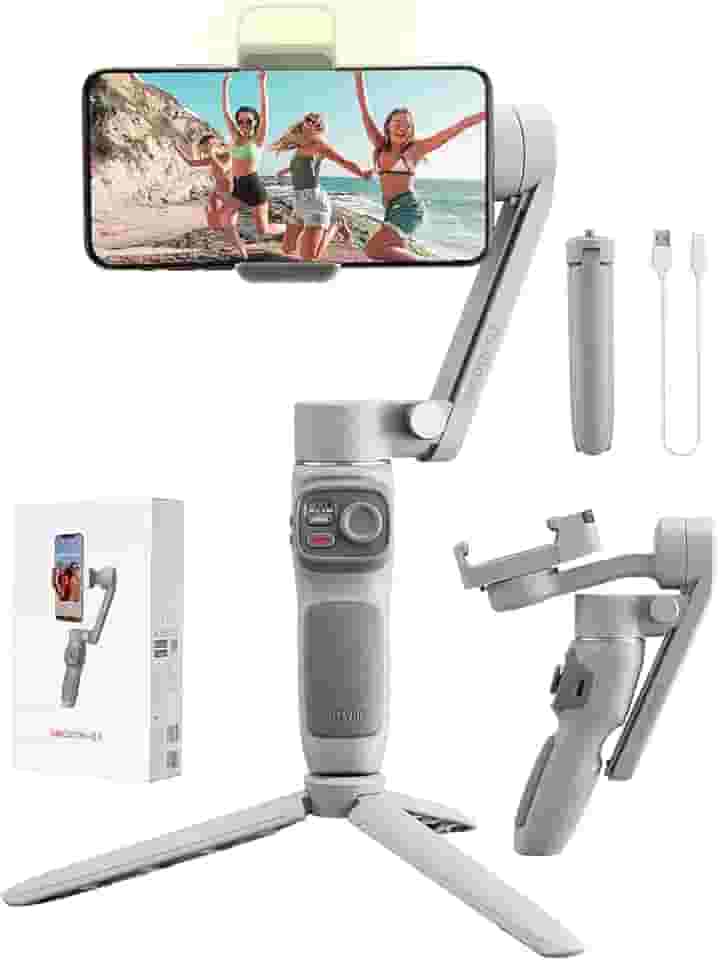 Zhiyun Smooth Q3 Smartphone Estabilizador Gimbal Portátil de 3 eixos com Tripod Vlog LED Fill Light Compatível com iPhone 12 11 PRO MAX X XR XS Smartphone com controle gestos e rastreamento objetos