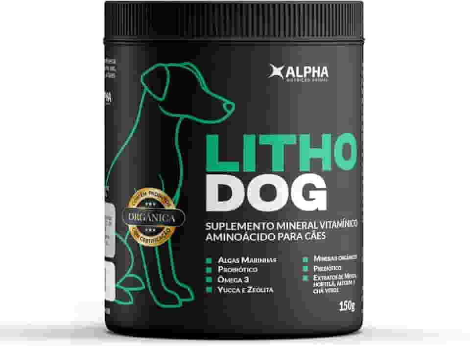Litho Dog – Suplemento Mineral e Vitamínico para Cães | Algas Marinhas, Ômega 3, Minerais Orgânicos, Pré e Probióticos | Evita Queda de Pelos | 150g