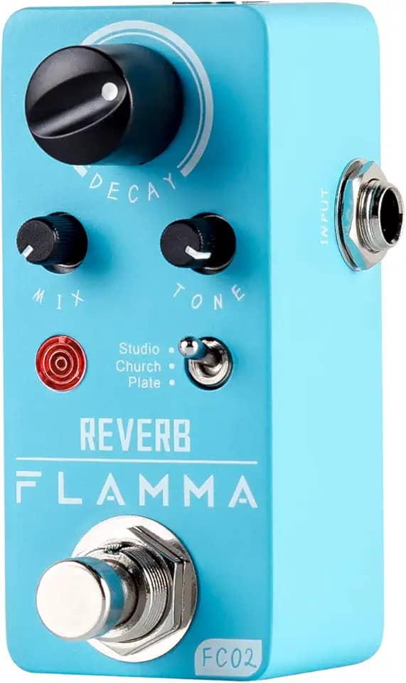 FLAMMA Fc02 Mini Pedal De Reverb Guitarra Digital Com 3 Efeitos Church Plate Studio True Bypass