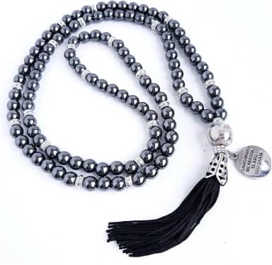 Japamala 108 contas em Hematita Natural pingente Hoponopono