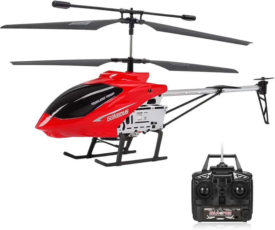 Helicóptero de Controle Remoto Grande 80cm RC – 2.4G 3.5CH, Bateria Recarregável, Drone Brinquedo Durável para Crianças e Adultos, Modelo UAV, Uso ao Ar Livre (Vermelho - opção 1)
