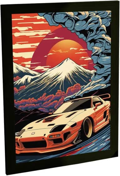 BHARDO Quadro Decorativo Carro Esportivo Japonês Ilustração Estilo Anime Decoração