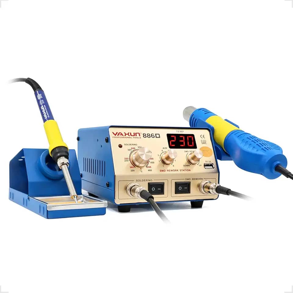 Estação De Solda E Retrabalho BGA 2 Em 1 SMD Estação De Ar Quente E Solda Soprador Ferro Yaxun YX-886D (AZUL, 220V)