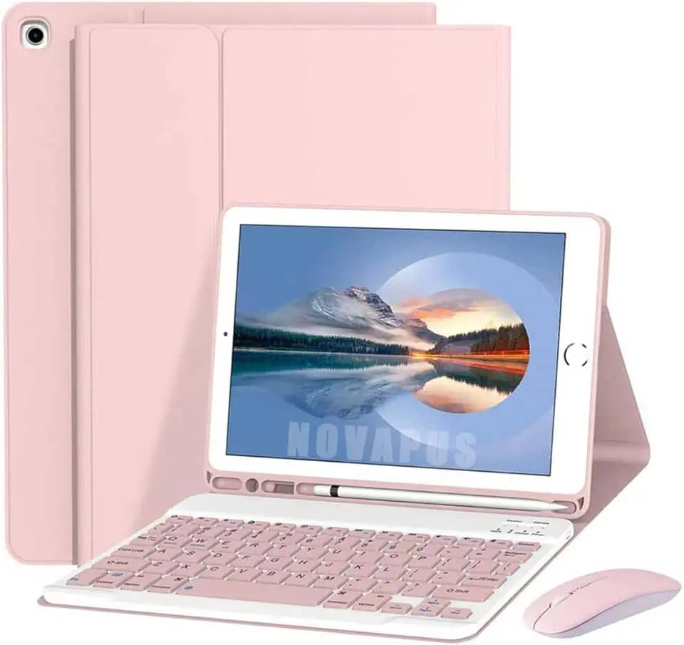 Capa Para Tablet, Capa + Mouse e Teclado Magnético Bluetooth Destacável Para Samsung S6 Lite 10.4 Pol (Rosa, Teclado comum)