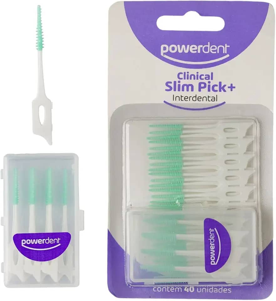 Escova Interdental Powerdent Slim Pick+ com estojo - 40 un