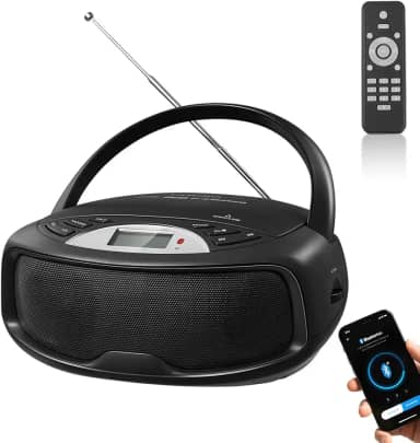 CD Player, Radio Am Fm 110V-220V, Radio Portatil Pode Ser Conectado a Um microfone, Cd Player com Vários Modos de Reprodução, Toca Cd com Controle Remoto Sem Fio