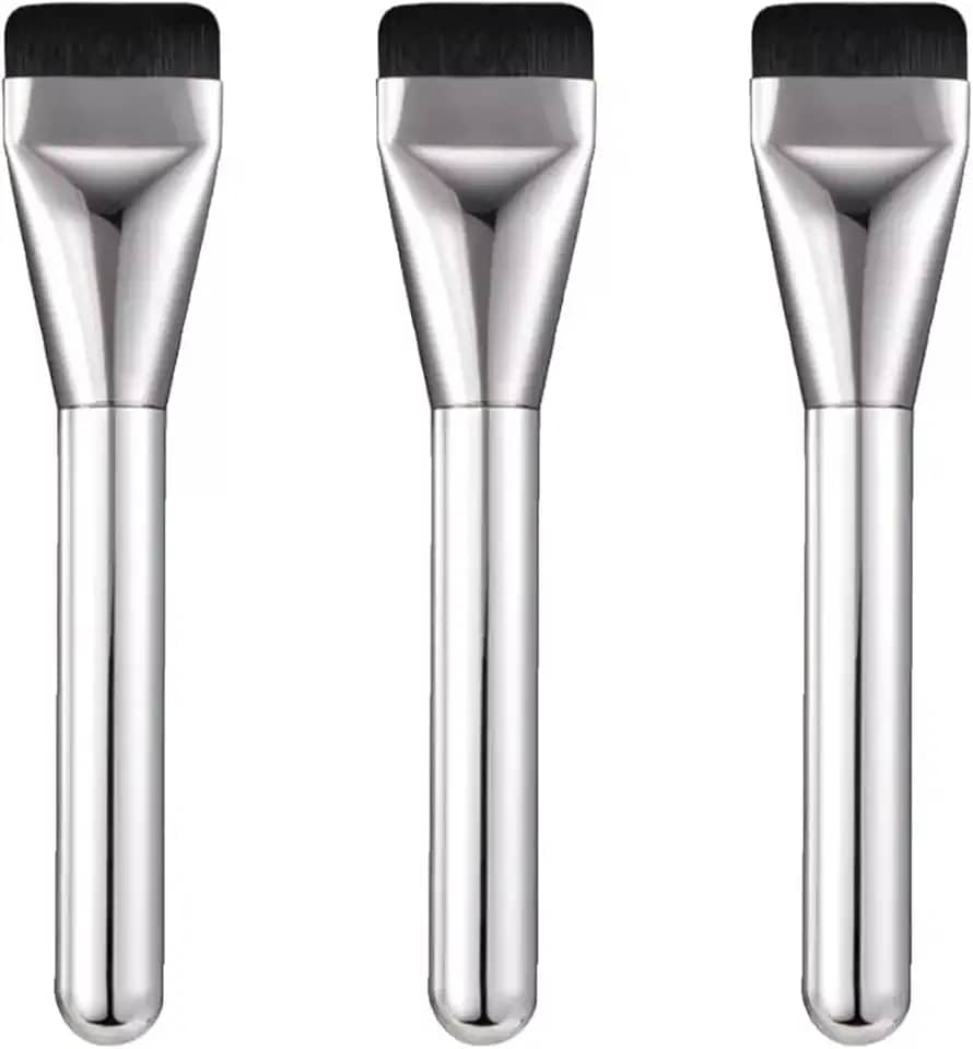 Kit 3 Peça Pincel Plano P/Base Líquida Corretivo Flat Blush