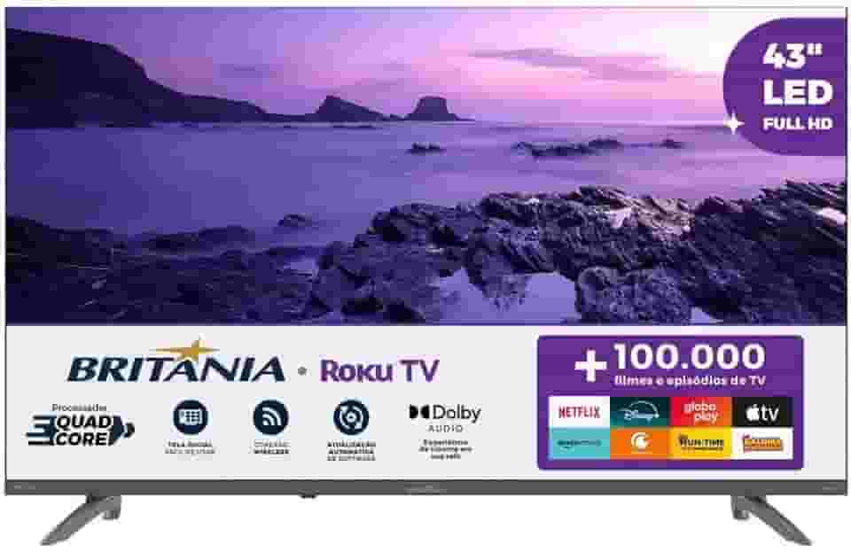 Smart TV 43' Britânia BTV43VA4REGB Roku TV LED Dolby Audio