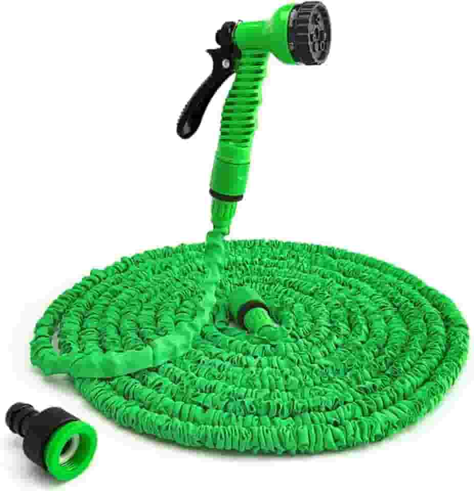 Mangueira Mágica Flexível 15-30m Retrátil Antitorção com 7 Tipos de Jato Azul ou Verde