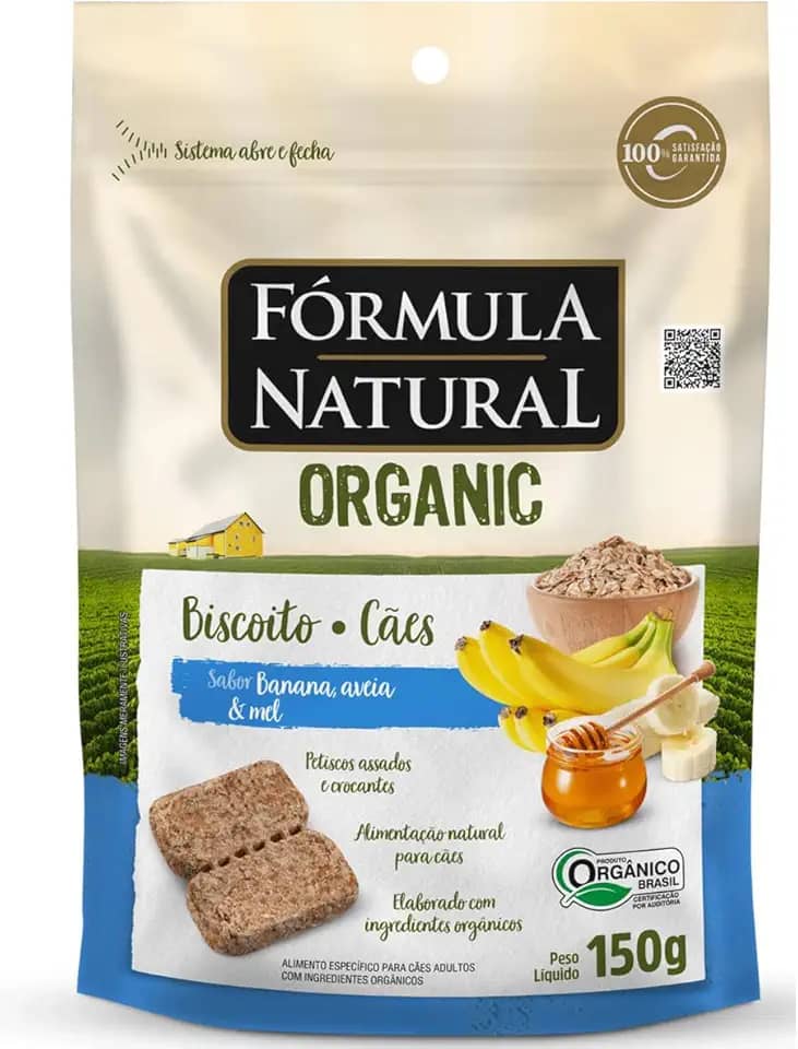 Formula Natural Biscoito Organic Cães Banana Aveia e Mel 150g