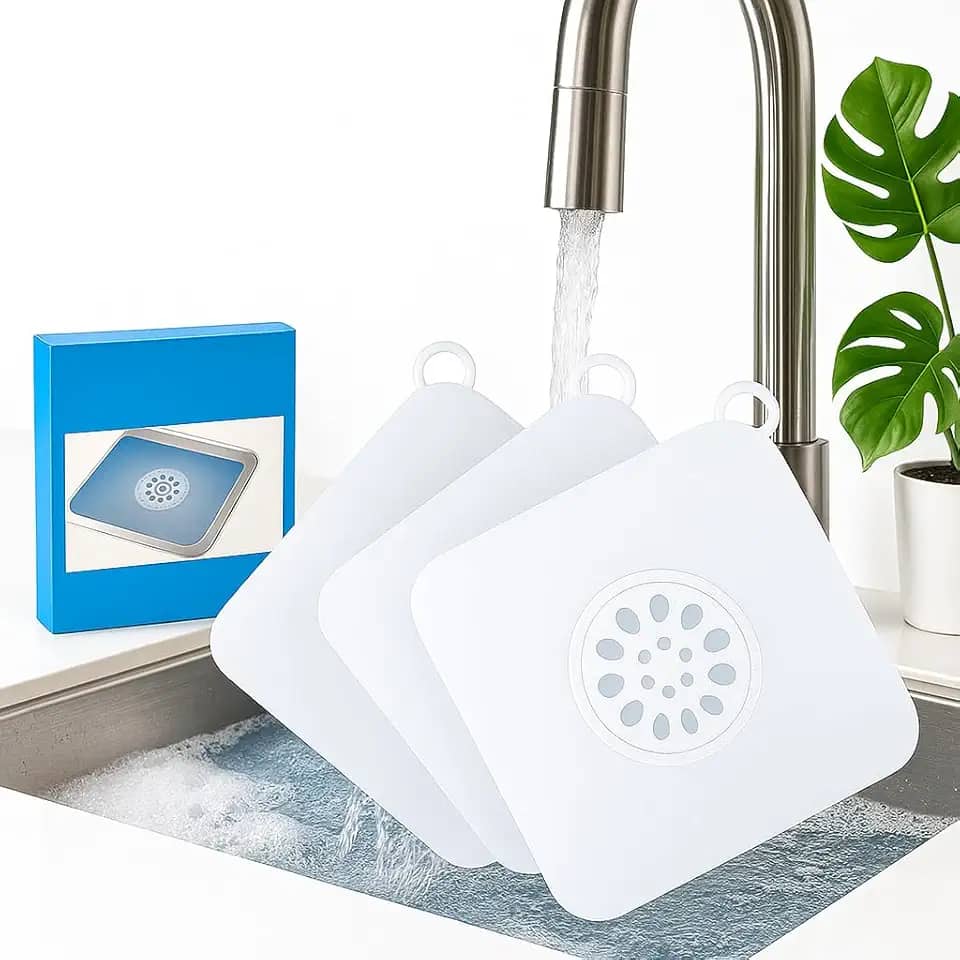 Protetor de Ralo para Banheiro, Silicone Transparente, Kit com 2 Tampas, Anti-Odor, Fácil Limpeza