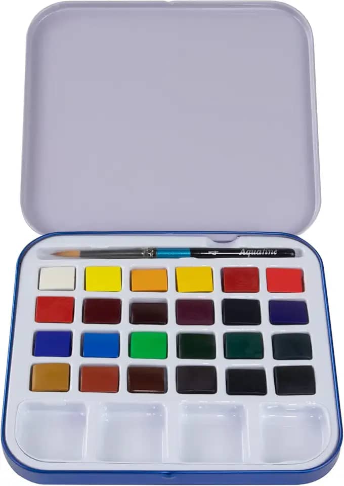 DALER ROWNEY Estojo Metálico Aquarela Aquafine Pastilhas 24 cores
