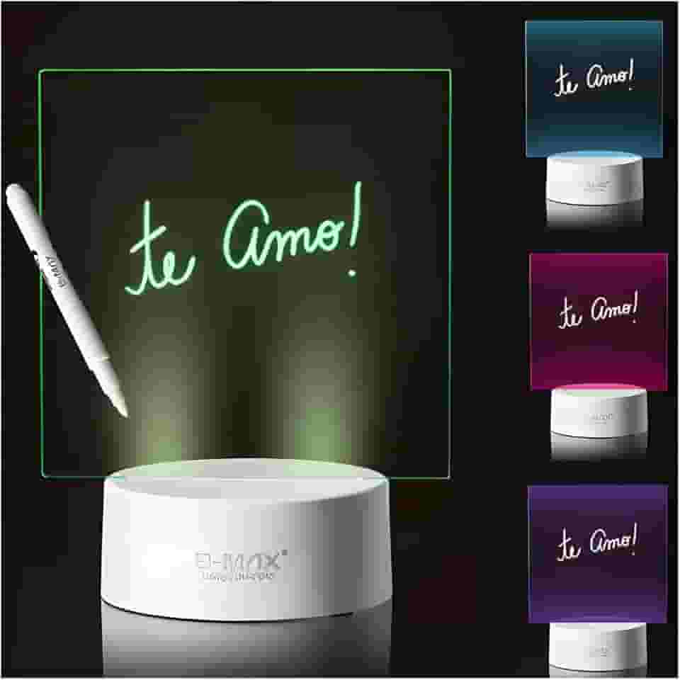 Luminária LED 3D Para Escrever 7 Cores 3D Efeito de Luzes Vibrantes Para Decoração Coloridas 14x18cm - Base Branca