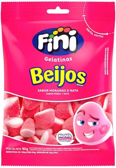 Bala Fini Morango Beijos 90g