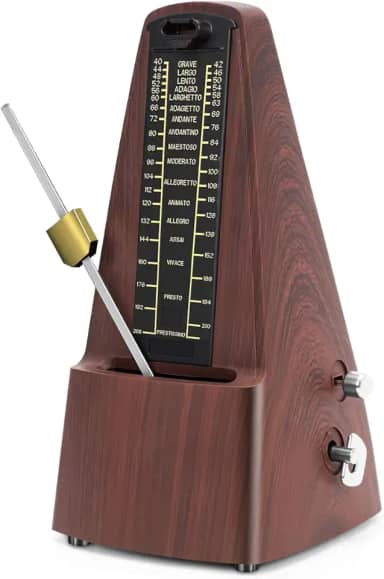Metronomo, 21 * 11,5 * 10,5 cm, Metronomo Mecânico, 54 Minutos a 40 BPM, 12 Minutos a 208 bpm, Metronomo Mecânico Profissional para Piano, Violino, Guitarra, Bateria