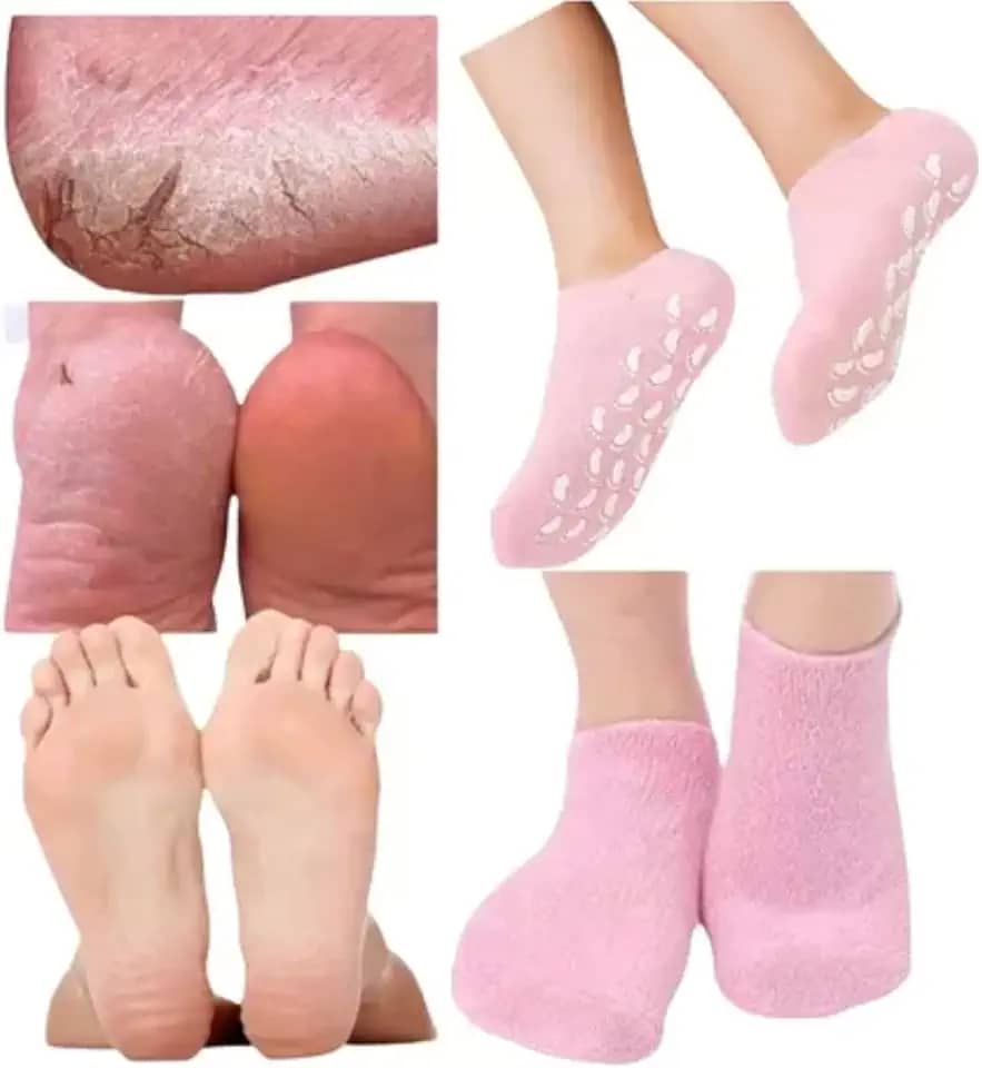 Meia de Silicone Hidratação Pés Rachados Ressecados Anti Rachadura Tratamento Reutilizável - 1 Par