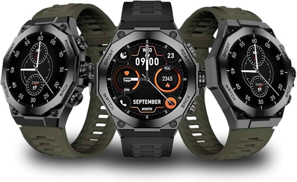 Smartwatch Premium AURAFIT AM18 Tela AMOLED 1.46” com NFC, Chamadas Bluetooth, Monitor Cardíaco, IP68, Tela Dividida, Bateria Longa – 2 Pulseira Silicone, 100+ Aplicativos e Conexão Android e Ios
