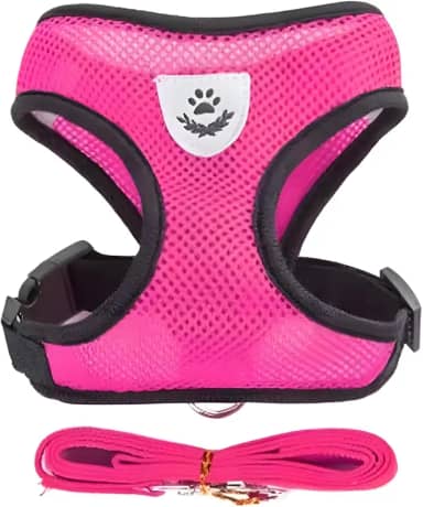 Coleira Peitoral para Cães e Gatos Ajustável Anti-Puxão com Tiras Reflexivas, Material Respirável e Confortável para Passeios Seguros - H2F STORE (PINK, G)