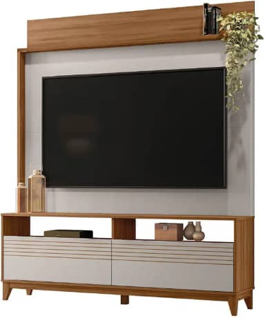 Estante Home Theater Para TV Até 70 Polegadas 1,60m Granada Madeirado/Off White