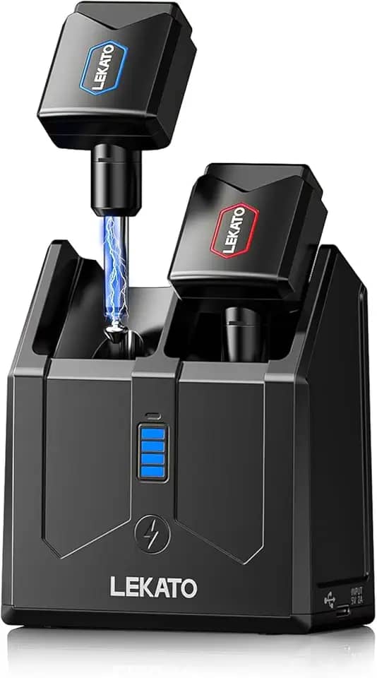 LEKATO Sistema sem fio de guitarra de 5,8 GHz com caixa de carregamento para guitarra elétrica, baixo áudio, transmissor e receptor de guitarra sem fio com 4 canais sem fio para sistema de guitarra