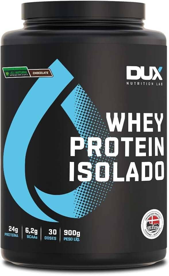 Whey Protein Isolado All Natural Chocolate Pote 900g – Contribui para os Resultados e Auxilia a Recuperação Muscular – Dux Human Health