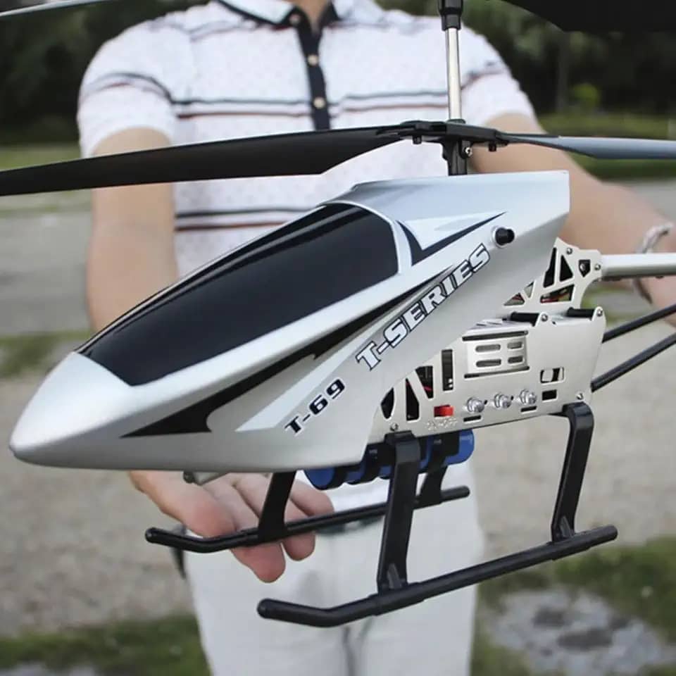 Helicóptero de Controle Remoto Grande 80cm RC – 2.4G 3.5CH, Bateria Recarregável, Drone Brinquedo Durável para Crianças e Adultos, Modelo UAV, Uso ao Ar Livre (Prateado)