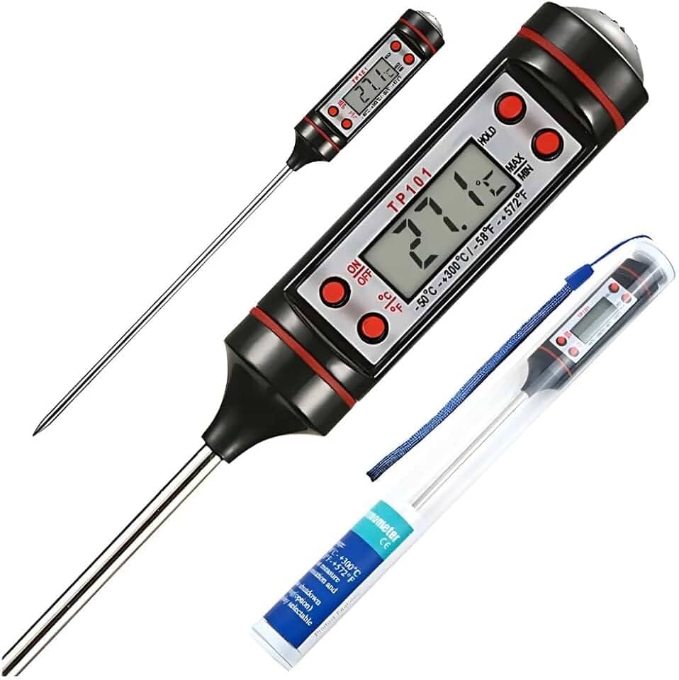 Termômetro Digital Culinário Display De Alta Precisão Para Alimentos Fácil Leitura Suporta Temperaturas até 300°C - Comidas, Líquidos, Carnes, Fornos e Cozinha - Alta Durabilidade Premium