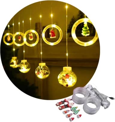 Pisca Cascata Varal 130Led 3,0m Circuito Bivolt USB Cordão Fio Fada e Figura A Prova De Água Decoração Natal LuvinCo
